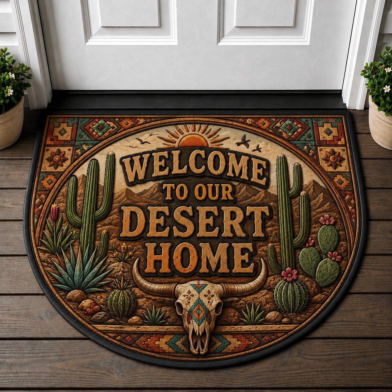 Welcome To Our Home Doormat - Mystic Decor Floral Botanical Pattern Welcome Mat - 5to9vibe