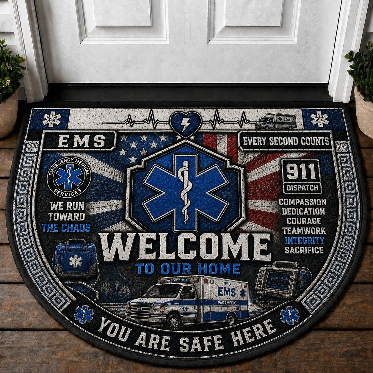 Truck Driver Welcome Mat – "Respect The Driver" Professional Driver Outdoor Doormat - 5to9vibe