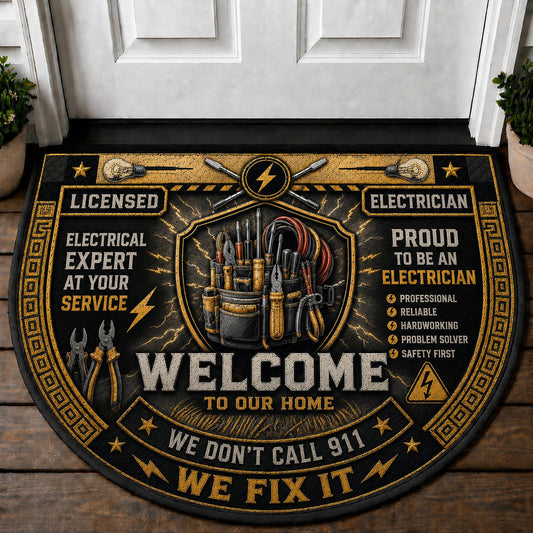 Electrician Welcome Mat – "Licensed Electrical Expert" Funny Home Decor Doormat - 5to9vibe