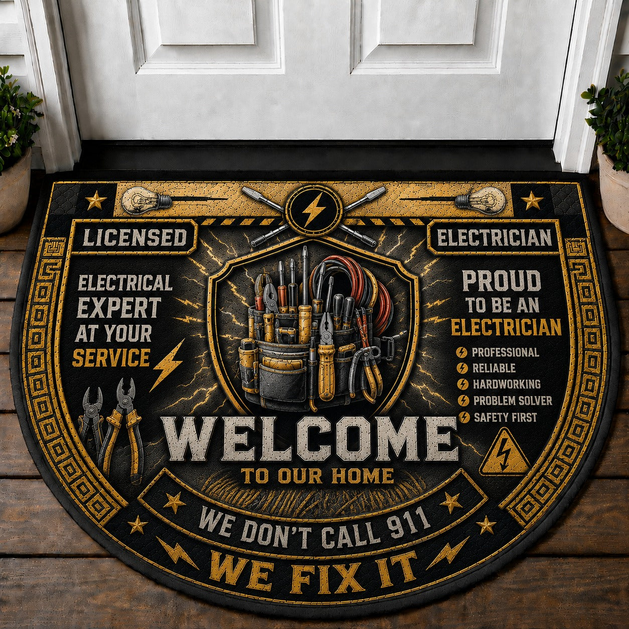 Police Welcome Mat – "Thin Blue Line" Law Enforcement Patriotic Outdoor Doormat - 5to9vibe