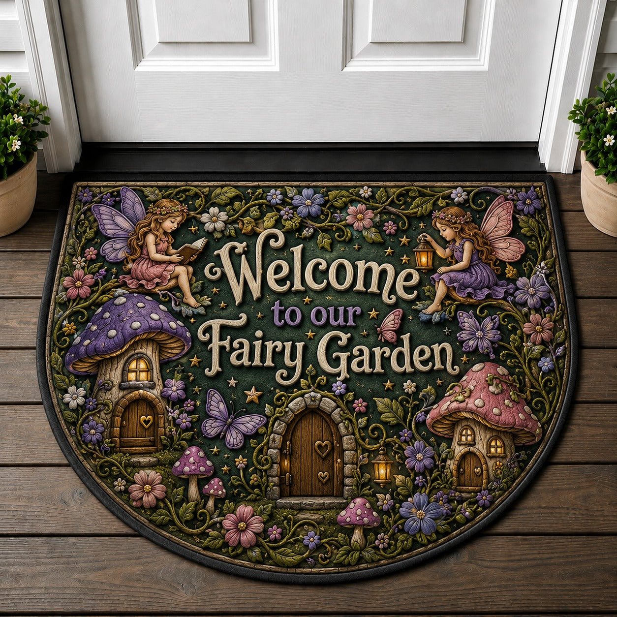 Welcome Botanical Garden Doormat - Mindfulness Floral Stone Path Welcome Mat - 5to9vibe