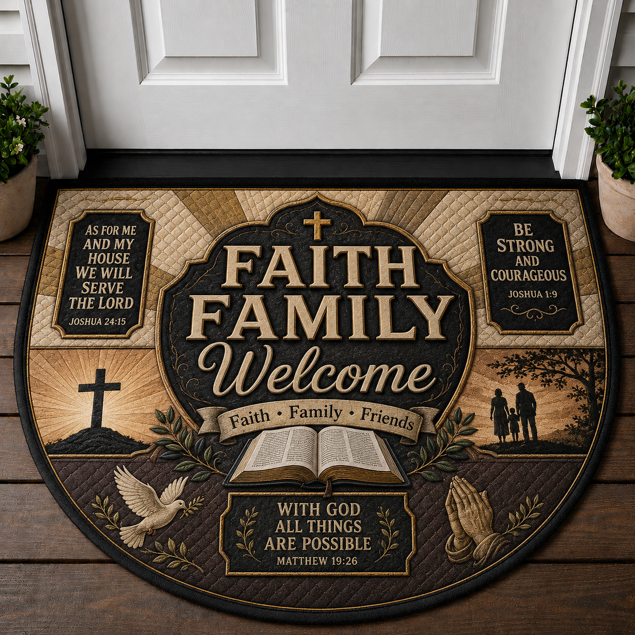 We Will Serve The Lord Doormat - Joshua 24:15 Bible Verse Welcome Mat - 5to9vibe