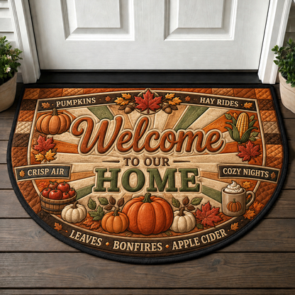 Thanksgiving Welcome Mat - Rustic Turkey and Pumpkin Fall Doormat - 5to9vibe