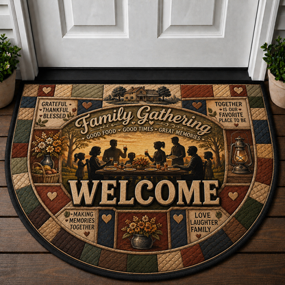 Welcome Friends We're Glad You're Here Doormat - Gather Laugh Love Rustic Welcome Mat - 5to9vibe