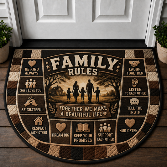Family Rules Together We Make A Beautiful Life Doormat - Family Welcome Mat - 5to9vibe