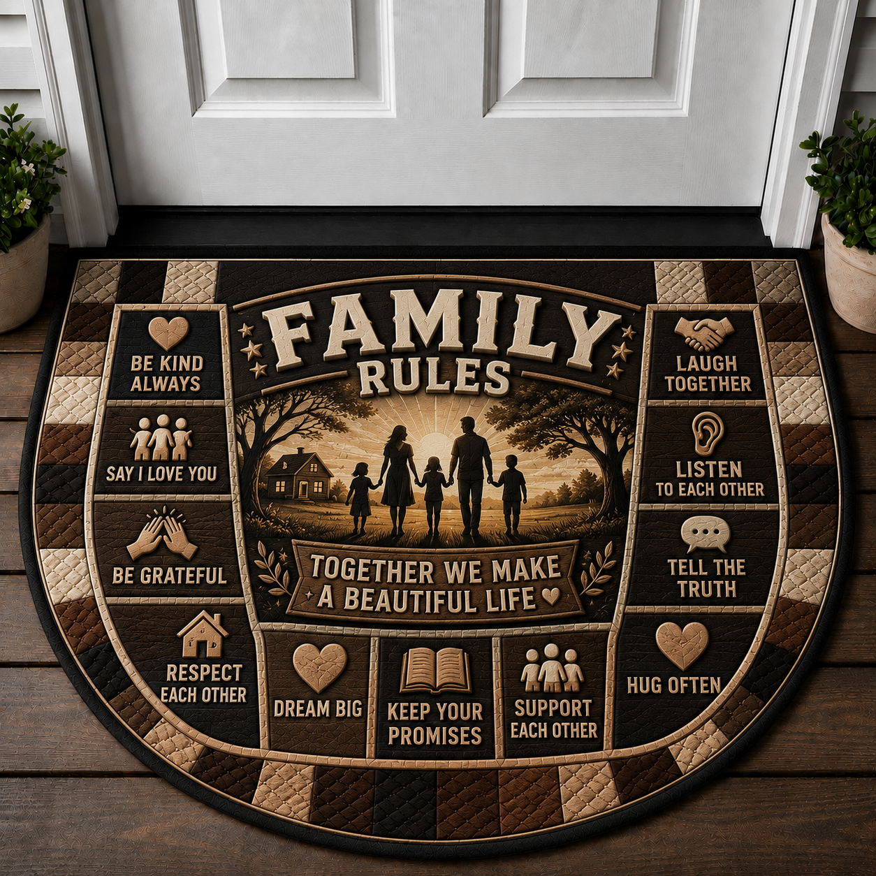 Bless This Home Doormat - Rustic Floral & House Welcome Mat - 5to9vibe