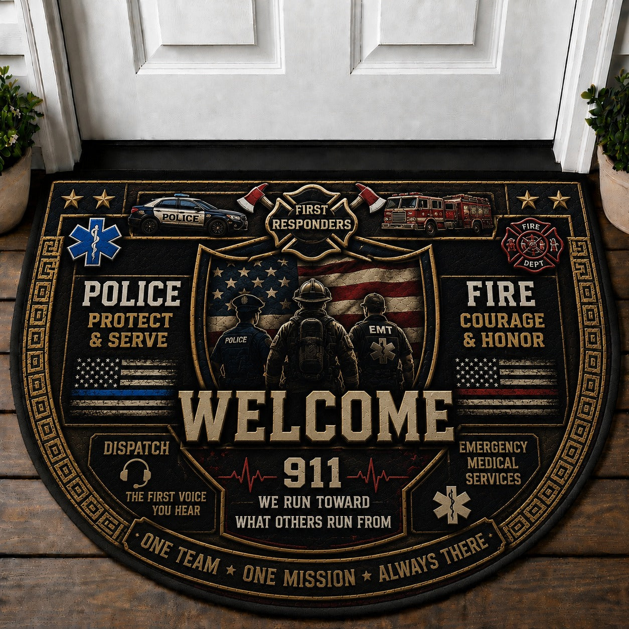 Lineman Welcome Mat – "Respect The Line" Utility Worker Outdoor Doormat - 5to9vibe