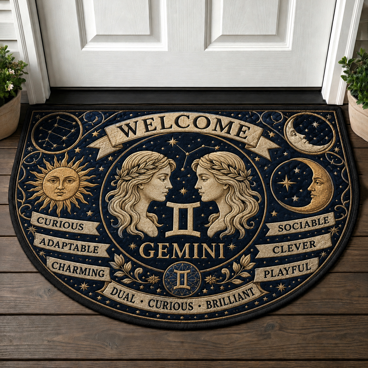 Pisces Zodiac Welcome Mat - Fish Astrology Intuitive Dreamer Doormat - 5to9vibe