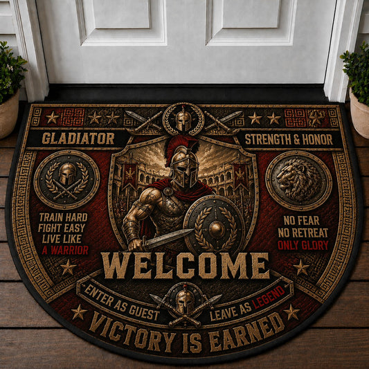 Gladiator Welcome Mat – "Strength & Honor" Roman Warrior Arena Doormat - 5to9vibe