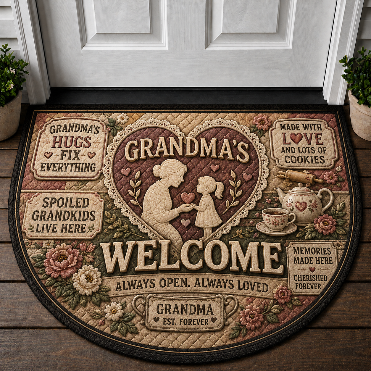 Bless This Home Doormat - Rustic Floral & House Welcome Mat - 5to9vibe