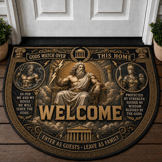 Greek Gods Welcome Mat – "Gods Watch Over This Home" Mythology Outdoor Doormat - 5to9vibe