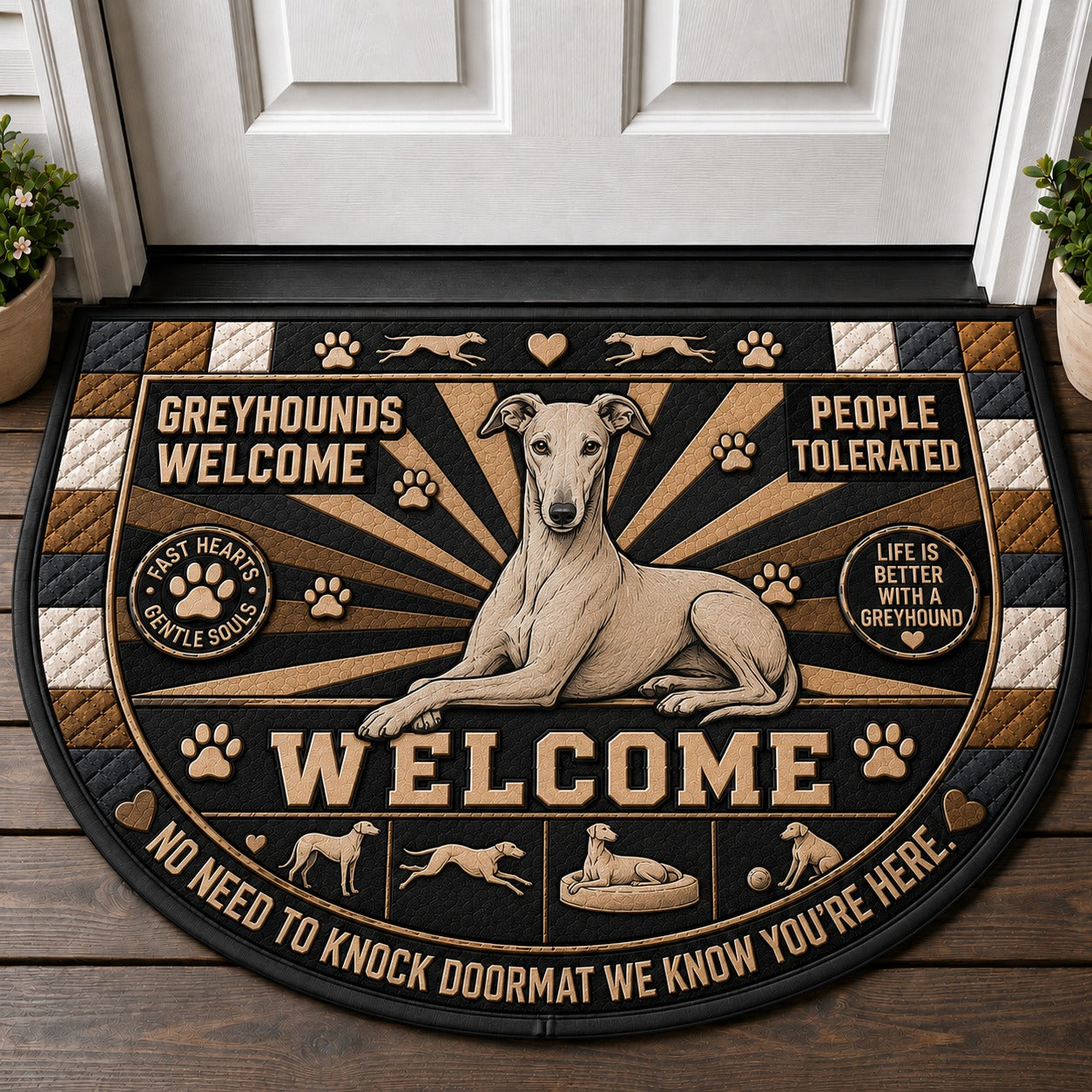 Boston Terrier Welcome Mat – "No Need To Knock" Home Decor Doormat - 5to9vibe