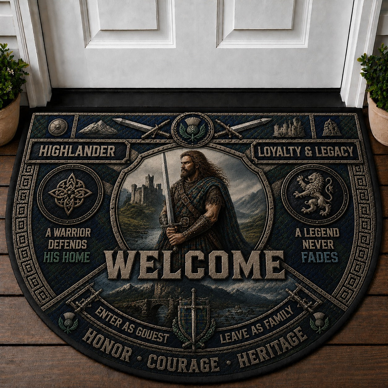 Roman Legion Welcome Mat – "Strength & Honor" Spartan Gladiator Doormat - 5to9vibe