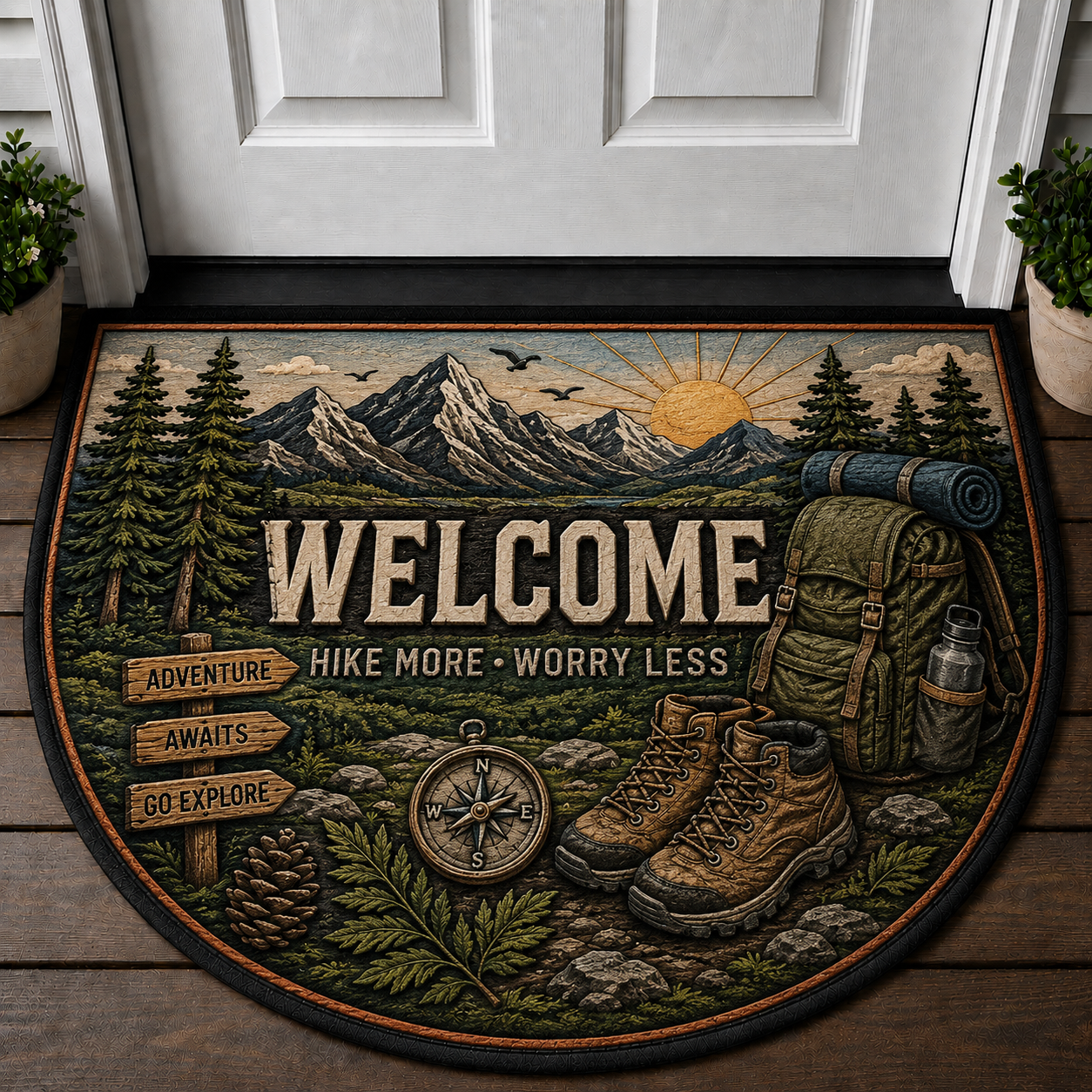 Backpacking Welcome Mat – Adventure Hiking and Camping Outdoor Doormat - 5to9vibe
