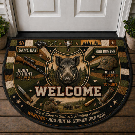 Hog Hunter Outdoor Adventures Quilted Print Premium Welcome Mat – Personalized Doormat