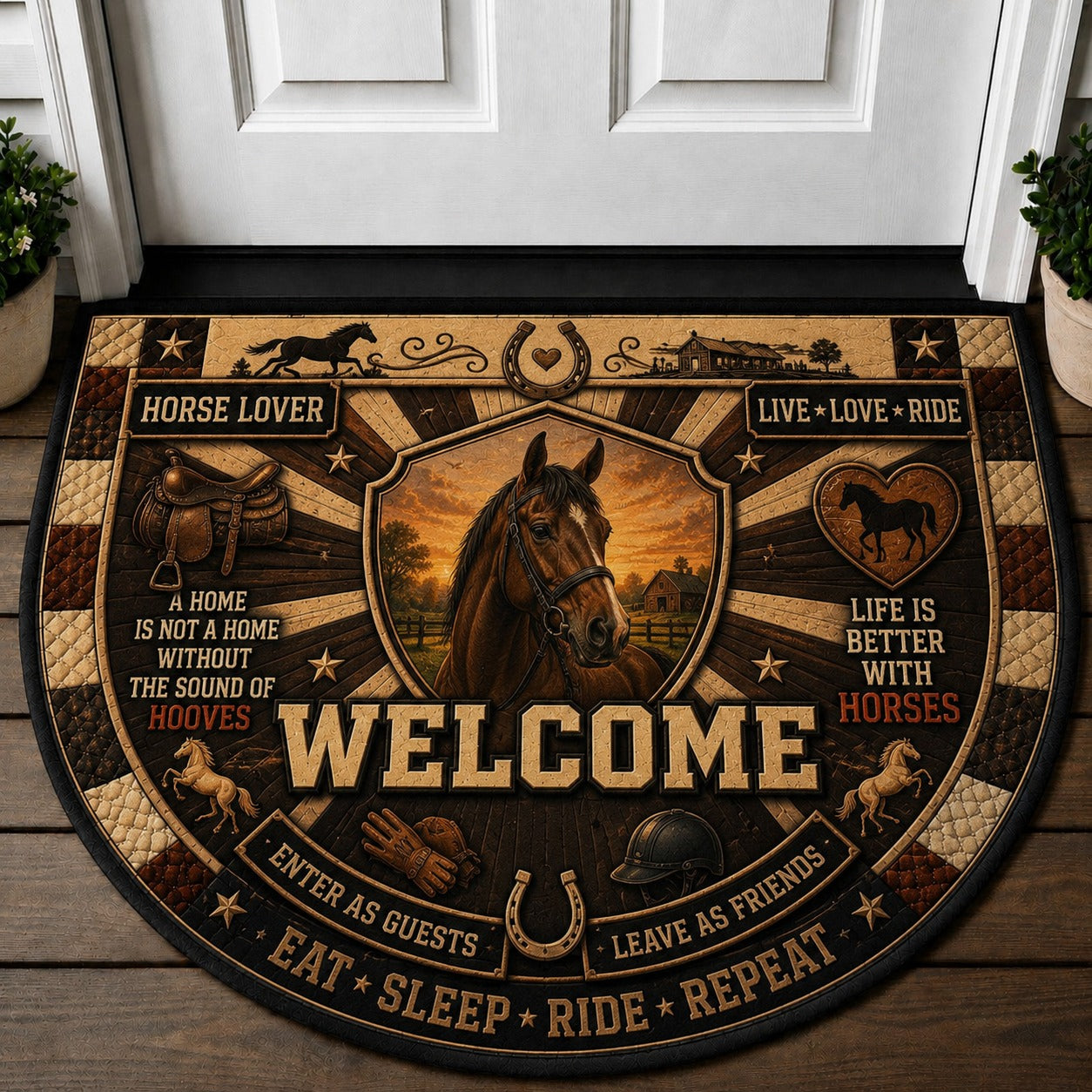 Reining Horse Welcome Mat – "Born To Rein" Western Riding Equestrian Doormat - 5to9vibe