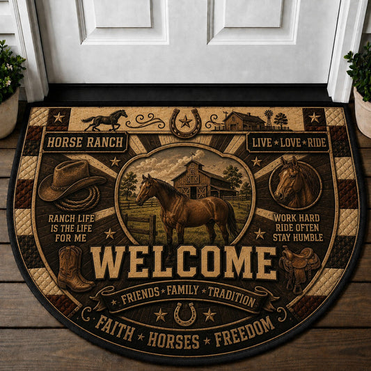 Horse Ranch Welcome Mat – "Faith Family Freedom" Western Ranch Life Doormat - 5to9vibe