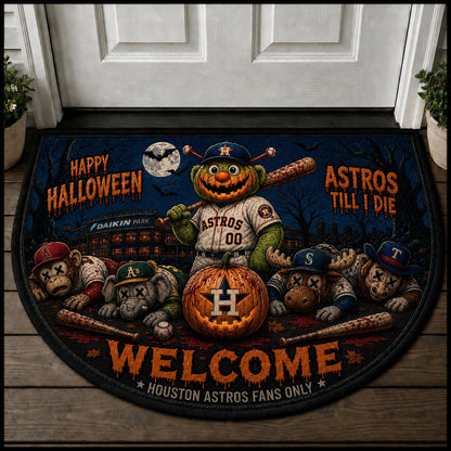 Baseball Halloween All Teams Custom Quilted Print Premium Welcome Mat – Personalized Baseball Doormat