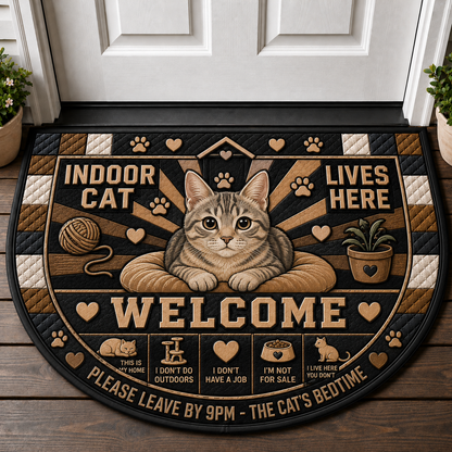Cat Grandma Lives Here Doormat - Visitors Must Be Approved Welcome Mat - 5to9vibe
