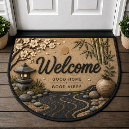 Welcome To Our Zen Den Welcome Mat - Zen Buddha Bamboo Lotus Spiritual Rug - 5to9vibe
