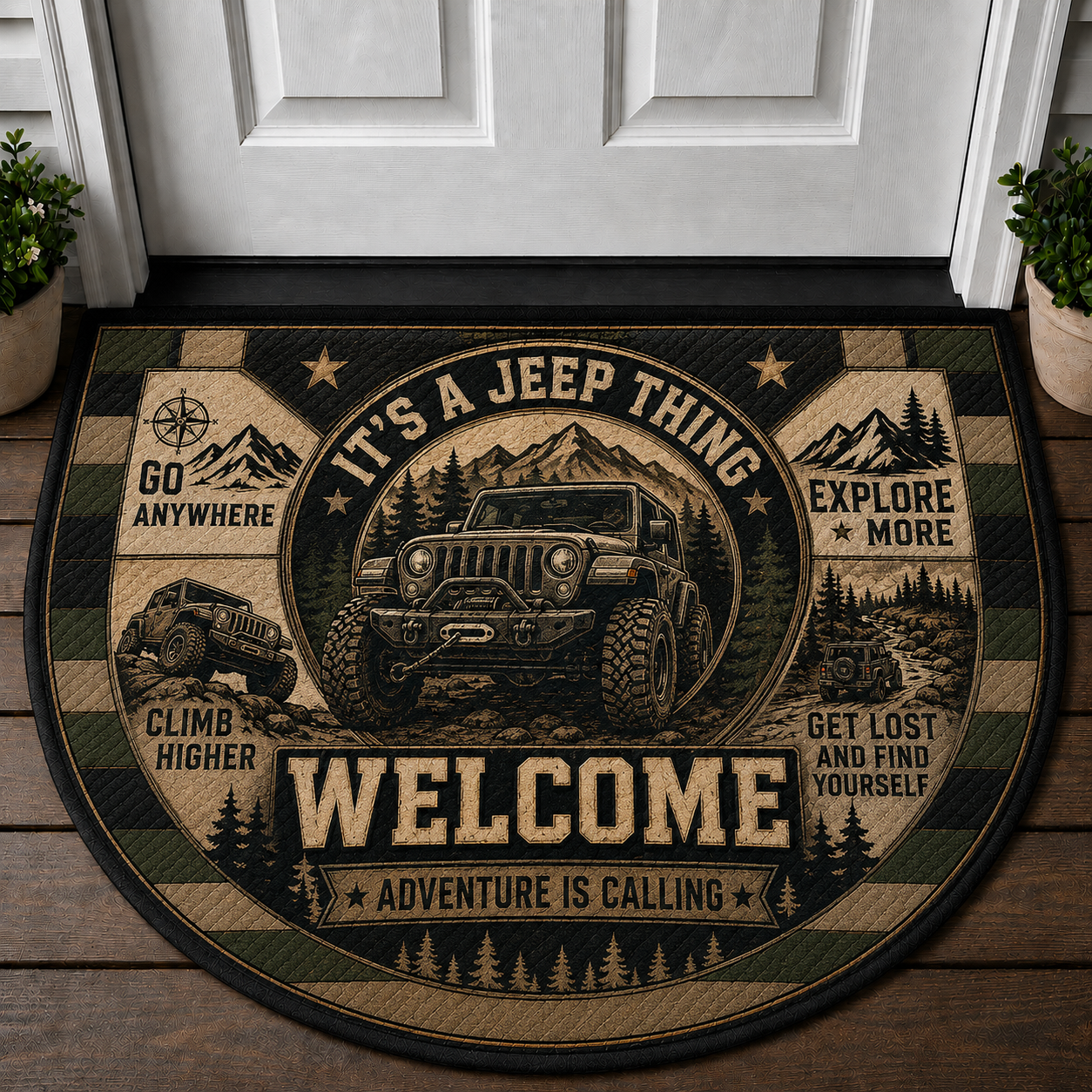 Off Road Jeep Adventures Welcome Mat - Rock Crawling Outdoor Doormat - 5to9vibe