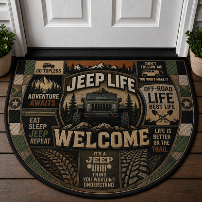 Off Road Jeep Adventures Welcome Mat - Rock Crawling Outdoor Doormat - 5to9vibe