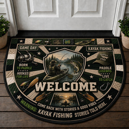 Kayak Fishing Outdoor Adventures Quilted Print Premium Welcome Mat – Personalized Doormat