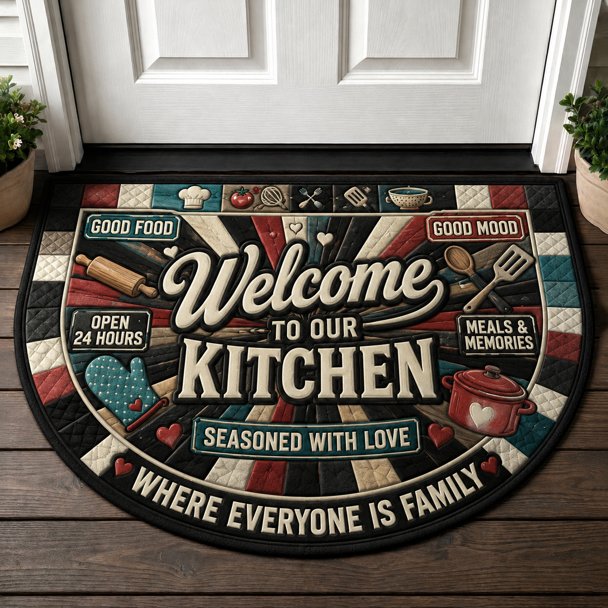 Brunch Welcome Mat - Good Food Good Vibes Grateful Thankful Well Fed Doormat - 5to9vibe