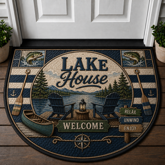 Lake House Welcome Mat - Relaxing Lakeside Nature Outdoor Doormat - 5to9vibe