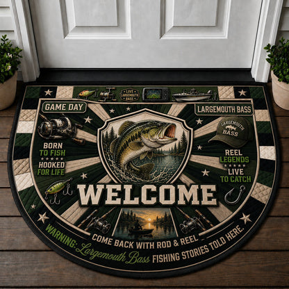 Largemouth Bass Fishing Stories Quilted Print Premium Welcome Mat – Personalized Doormat