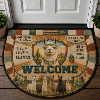 Live Love Llamas Welcome Mat - No Drama Llama Desert Farm Doormat - 5to9vibe