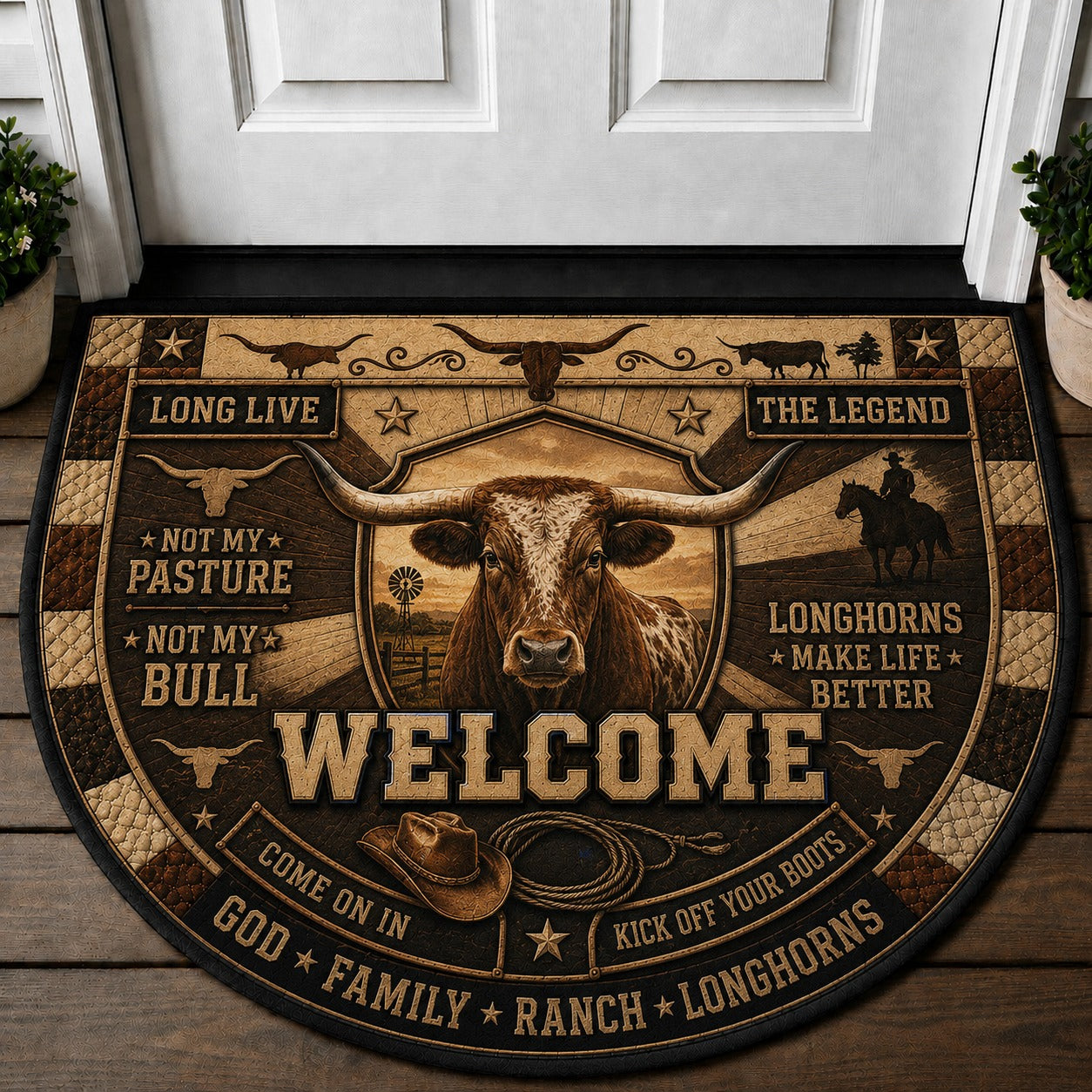 Horse Ranch Welcome Mat – "Faith Family Freedom" Western Ranch Life Doormat - 5to9vibe