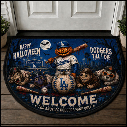 Baseball Halloween All Teams Custom Quilted Print Premium Welcome Mat – Personalized Baseball Doormat