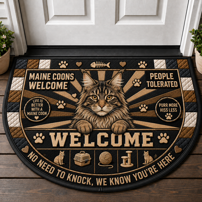 Tabbies Welcome Doormat - People Tolerated Tabby Cat Welcome Mat - 5to9vibe
