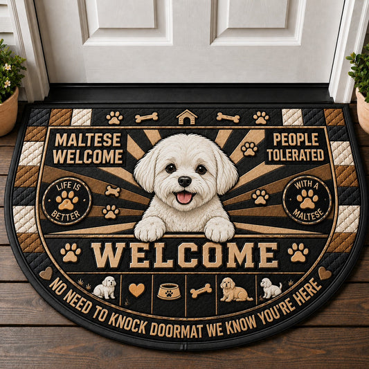 Maltese Welcome Mat – "Life Is Better With A Maltese" Dog Breed Doormat - 5to9vibe