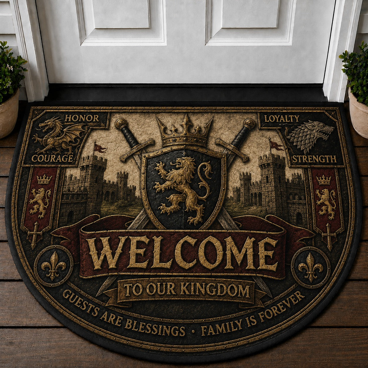 Barbarian Welcome Mat – "Strength & Honor" Viking Warrior Outdoor Doormat - 5to9vibe