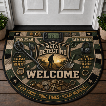 Metal Detecting Zone Welcome Mat - Digging For History Treasure Hunter Doormat - 5to9vibe