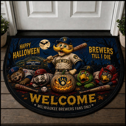 Baseball Halloween All Teams Custom Quilted Print Premium Welcome Mat – Personalized Baseball Doormat