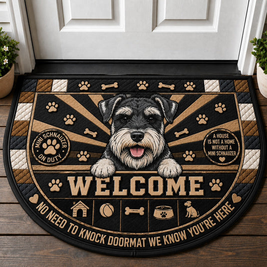 Mini Schnauzer Welcome Mat – "On Duty" Funny Dog Lover Doormat - 5to9vibe