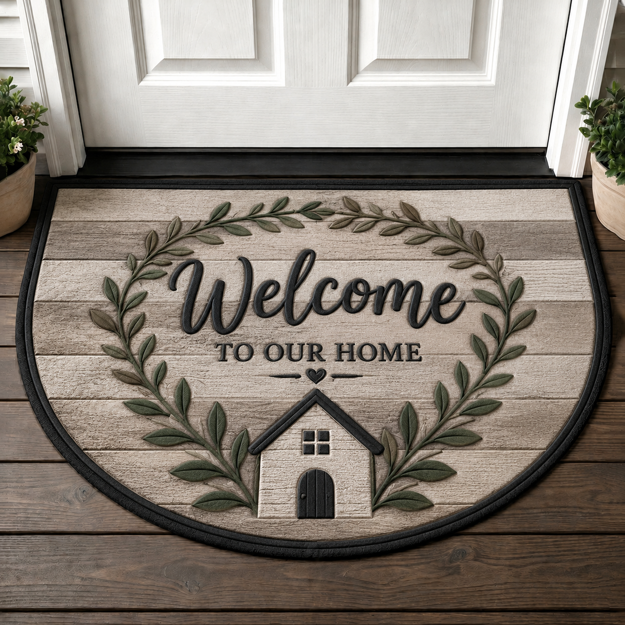 Welcome To Our Boho Home Doormat - Pampas Grass & Macrame Bohemian Mat - 5to9vibe