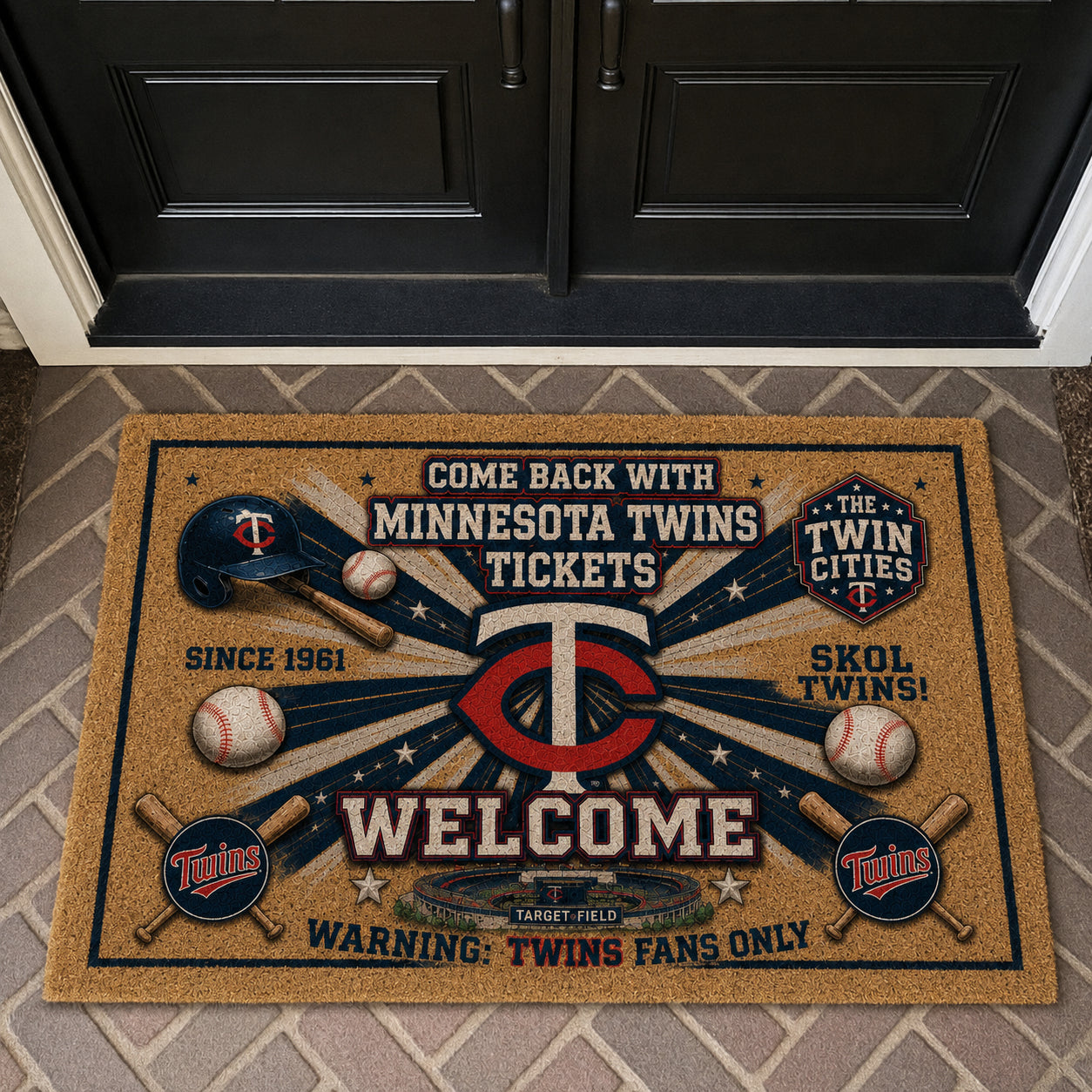 Baseball All Teams Custom Quilted Print Premium Welcome Mat – Personalized Baseball Doormat