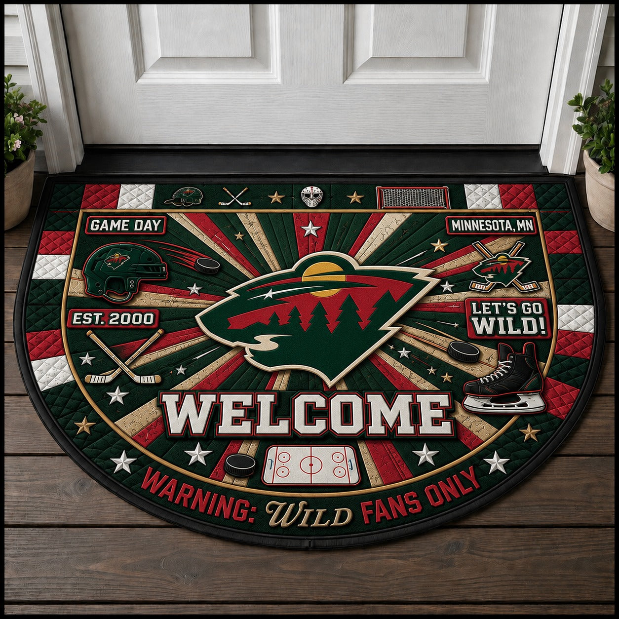 Hockey All Teams Custom Quilted Print Premium Welcome Mat – Personalized Baseball Doormat
