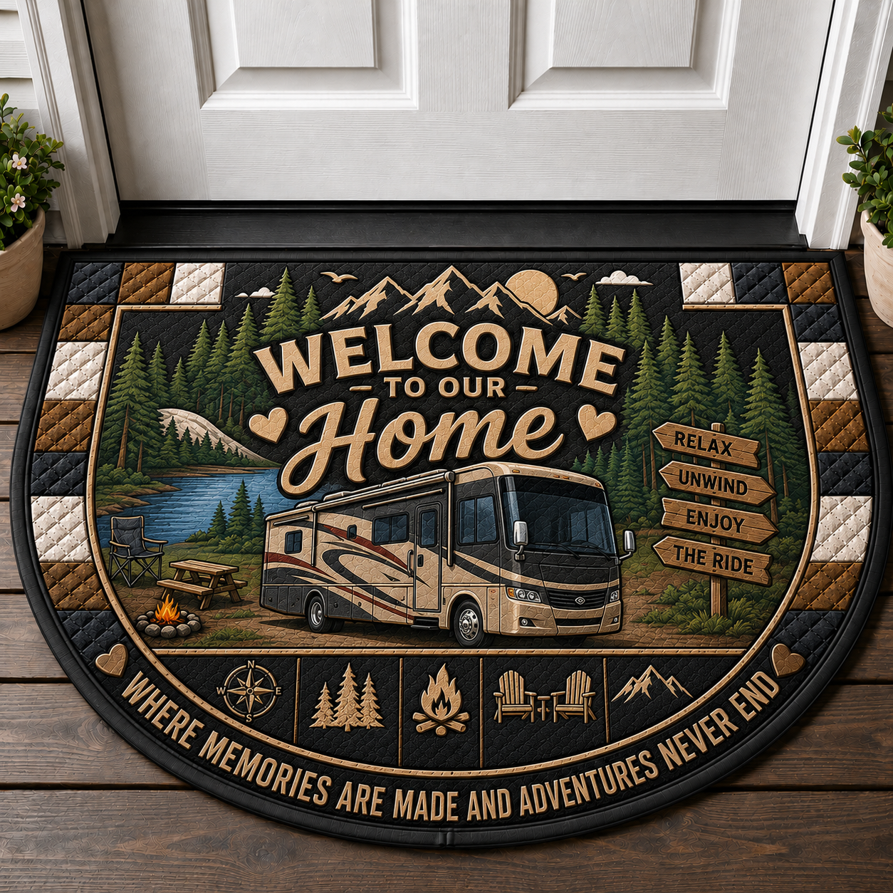 Welcome To Our RV Life Doormat - Home Is Where We Park It Camper Mat - 5to9vibe