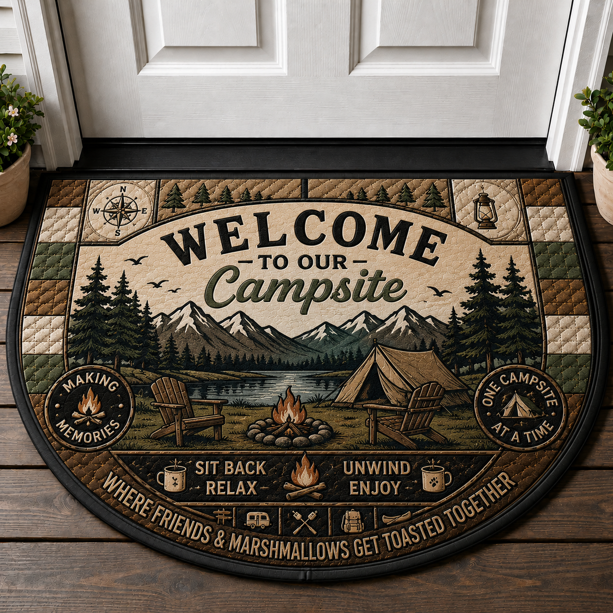 Happy Trails & Good Vibes Doormat - Lake Camper RV Outdoor Welcome Mat - 5to9vibe