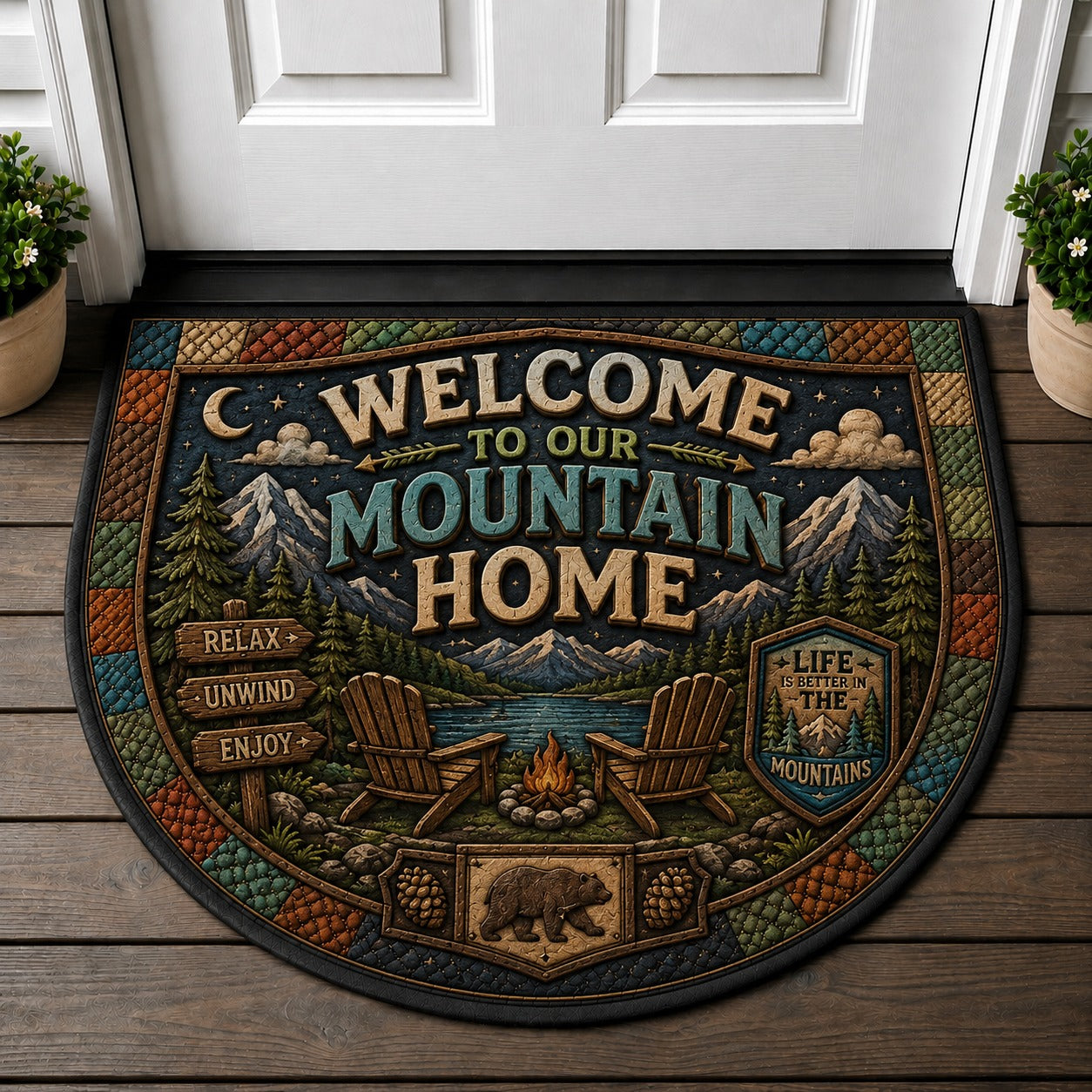Bee Friendly Garden Doormat - Sunflower Honeycomb Outdoor Welcome Mat - 5to9vibe