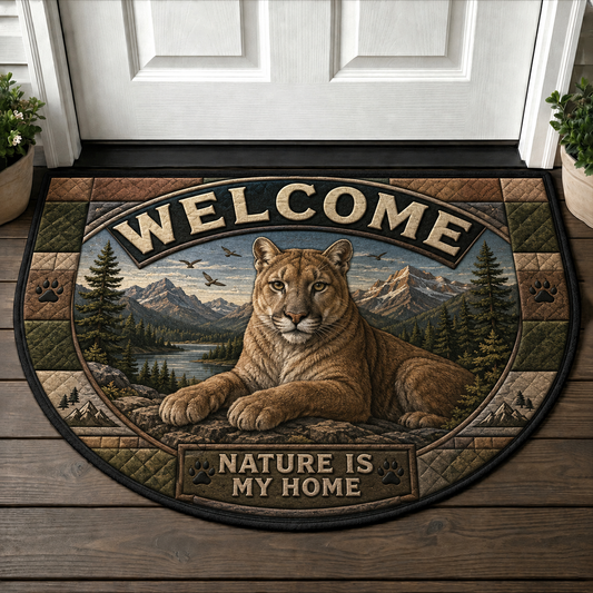 Mountain Lion Welcome Mat - Nature Is My Home Wilderness Outdoor Doormat - 5to9vibe