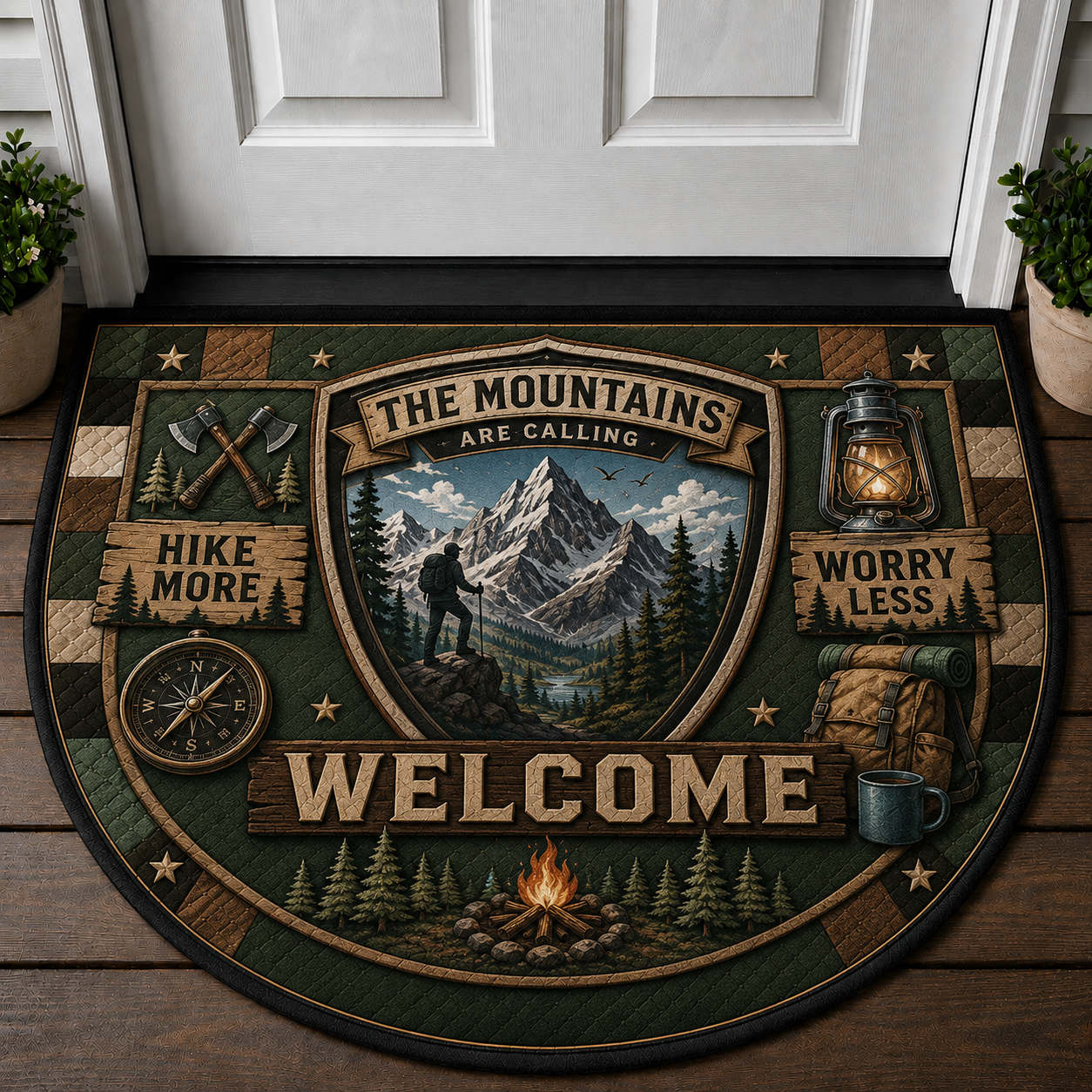 Campfire Nights Welcome Mat – Cozy Camping and Hiking Outdoor Doormat - 5to9vibe