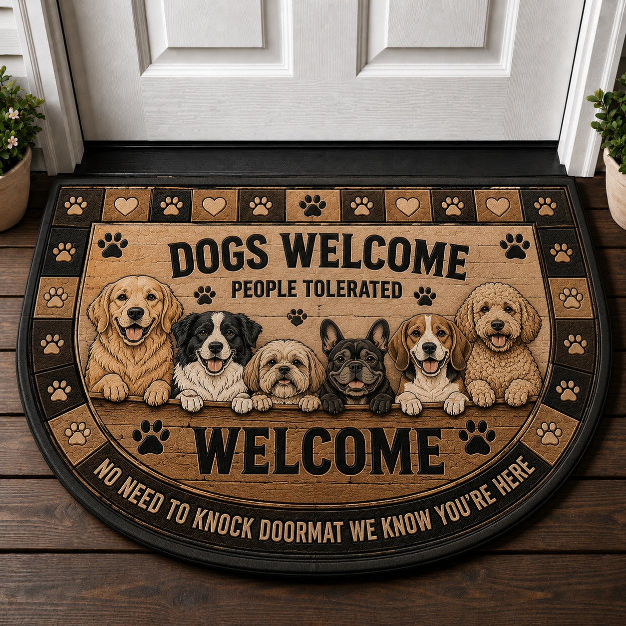 Blue Heeler Welcome Mat – "No Need To Knock" Outdoor Dog Doormat - 5to9vibe