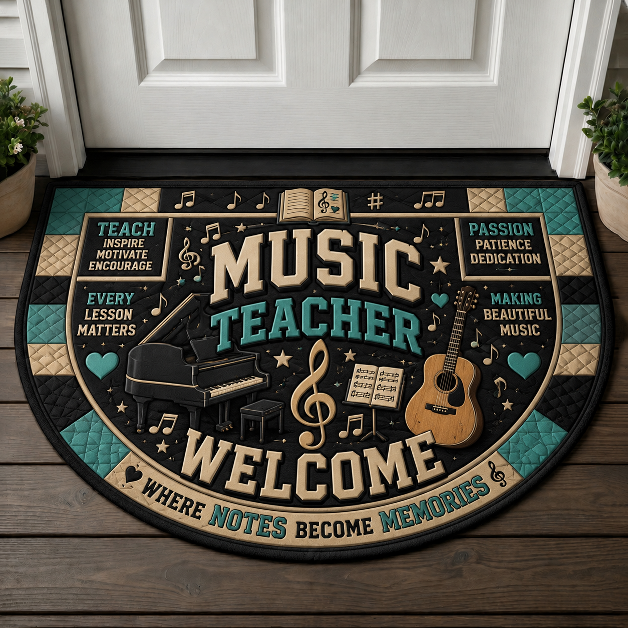 Country Music Welcome Mat - Cowboy Hat Boots Guitar Outdoor Doormat - 5to9vibe
