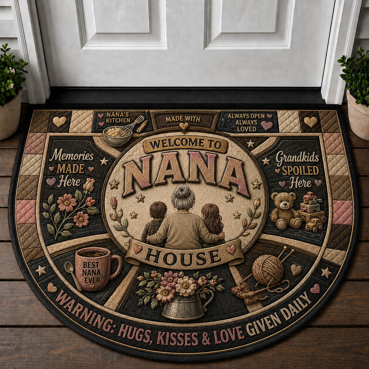 Grandma's Welcome Mat - Always Open Always Loved Floral Quilt Doormat - 5to9vibe